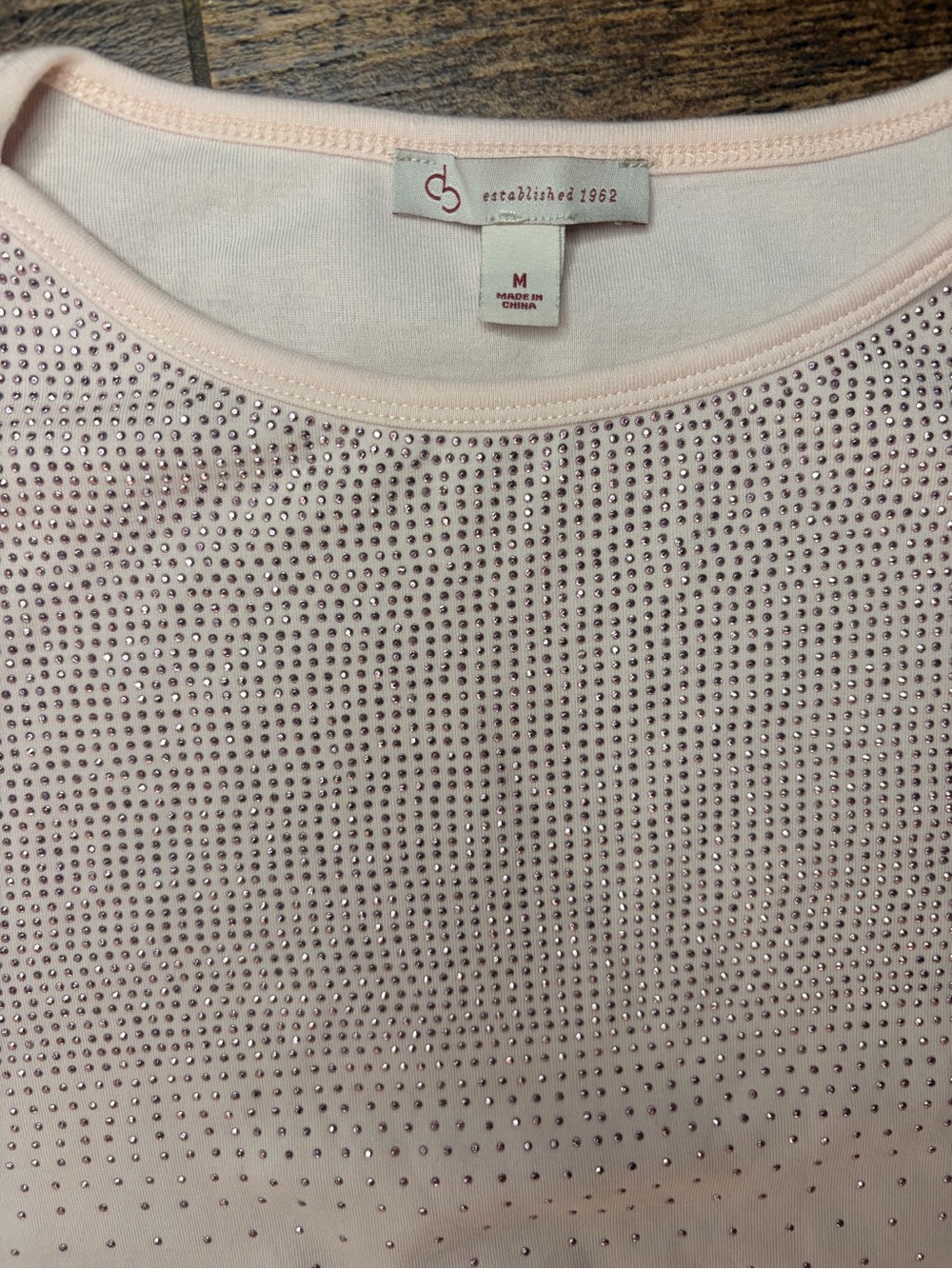 Y2K Light Pink Rhinestone Tee - Picture 2 of 3